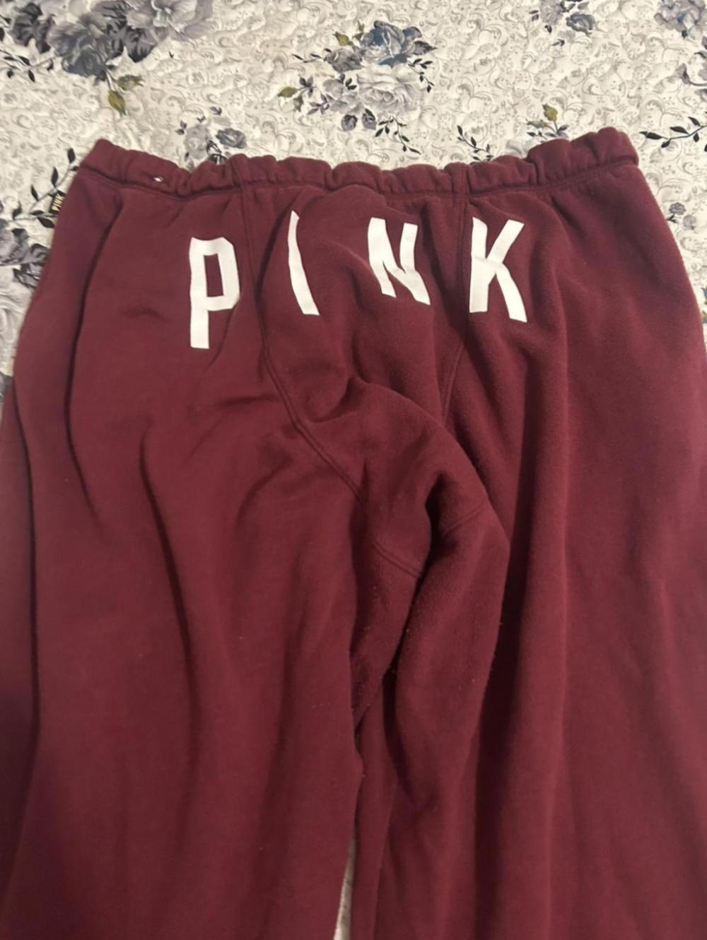 PINK Victoria's Secret Burgundy Sweatpants Size Large Wide Leg Vintage Y2K
